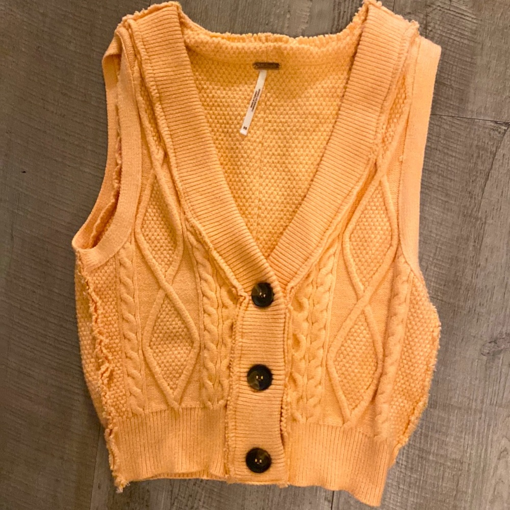 Cable Knit alight Orange Free People Vest